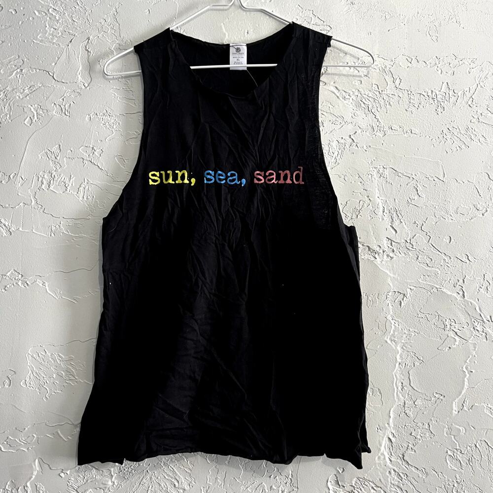 NWOT Cozy Rozy black sun‎ sea sand racerback tank top womens XL casual normcore